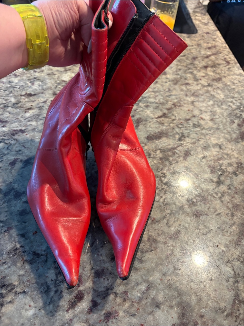 Bold Red Pointed-Toe Women's Ankle Boots